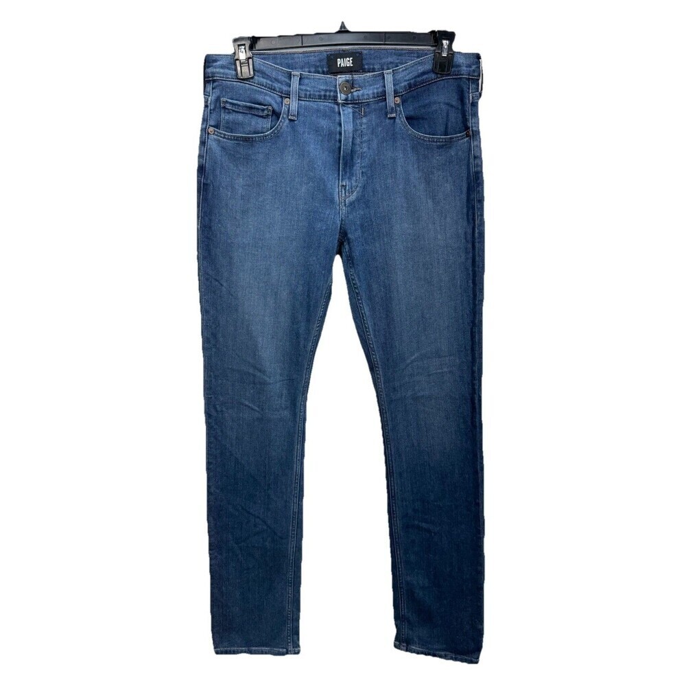PAIGE Men's Slim Straight Jeans in Dark Blue Wash